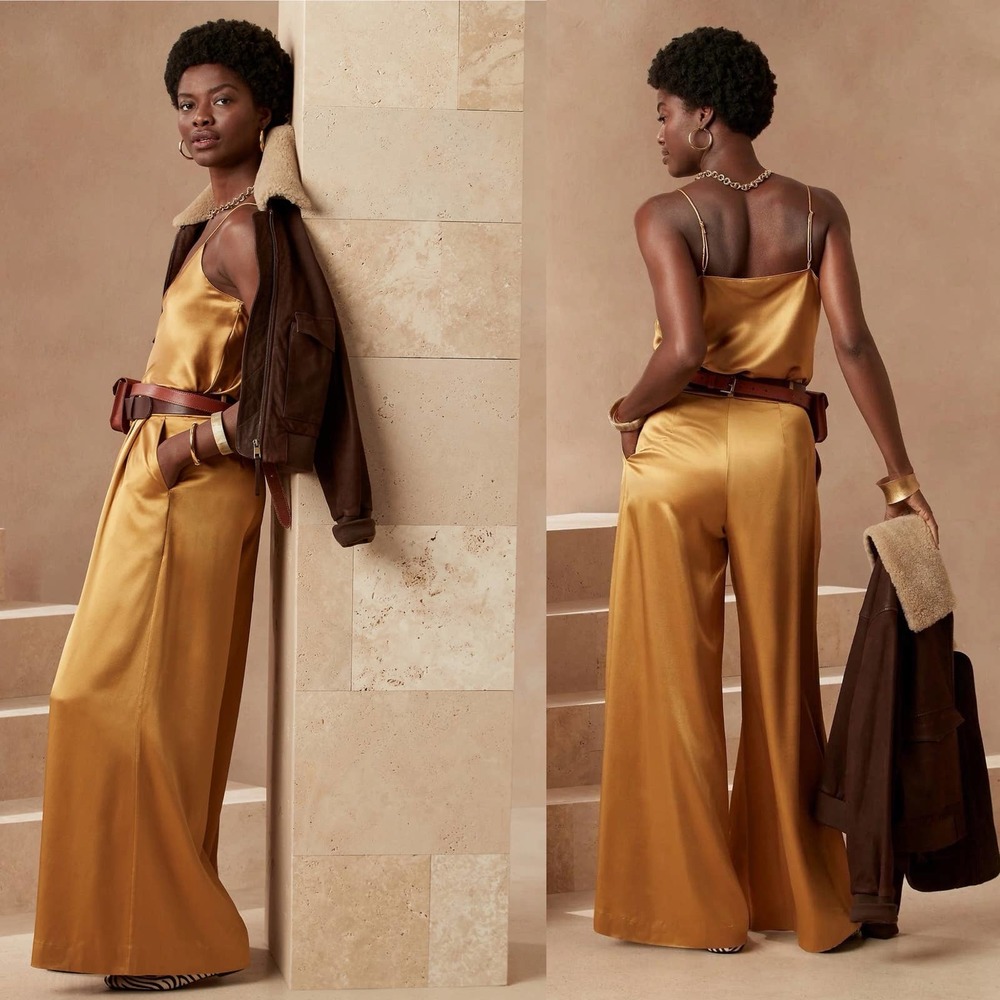 Banana Republic Belay Silk set Pants and Top size M 10